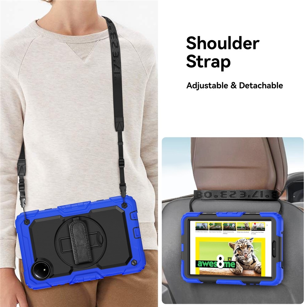 Strap odolný kryt s držákem na ruku a ramenním popruhem na Xiaomi Redmi Pad SE 8.7 - tmavěmodrý