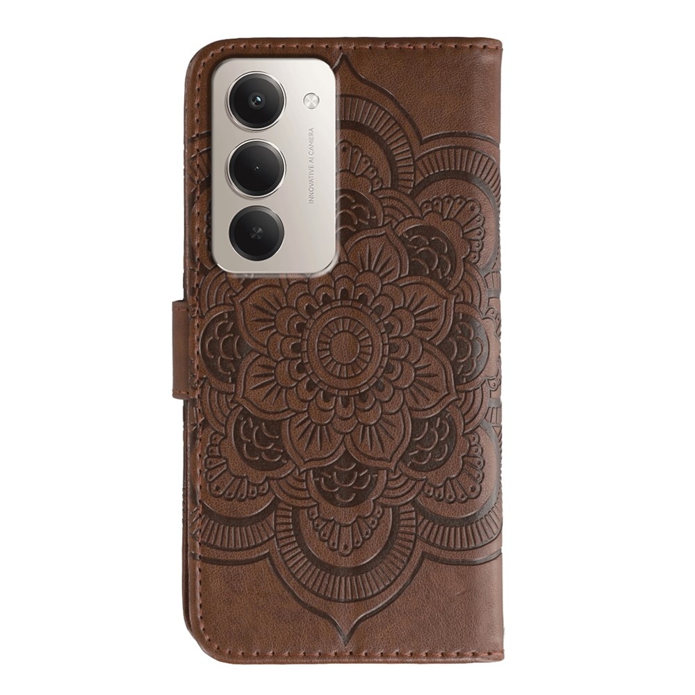 Mandala knížkové pouzdro na Xiaomi Redmi 15 5G - hnědé