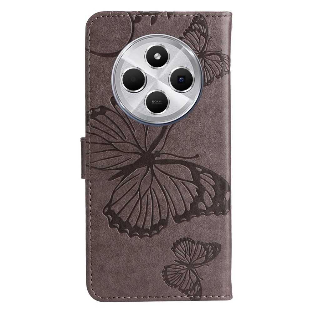 Big Butterfly knížkové pouzdro na Xiaomi Redmi 14C/Poco C75 - šedé