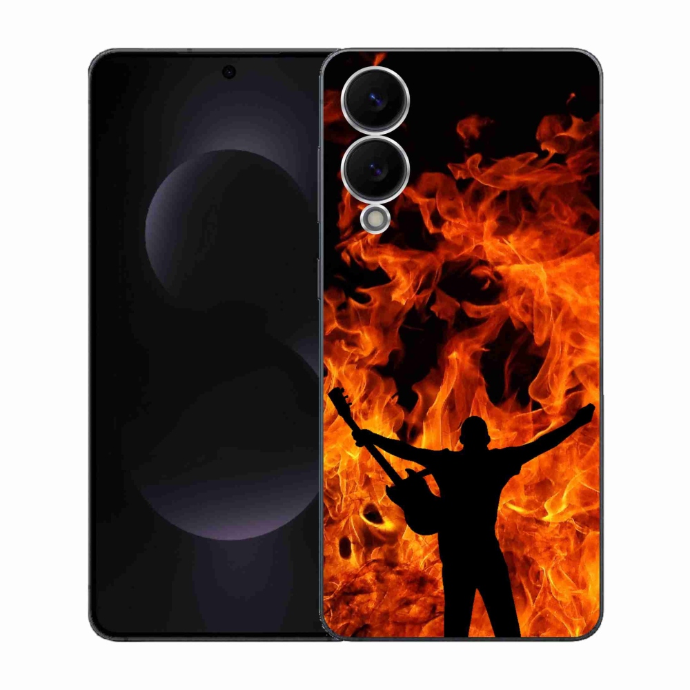 Gelový kryt mmCase na Samsung Galaxy S25 Edge - muzikant a oheň