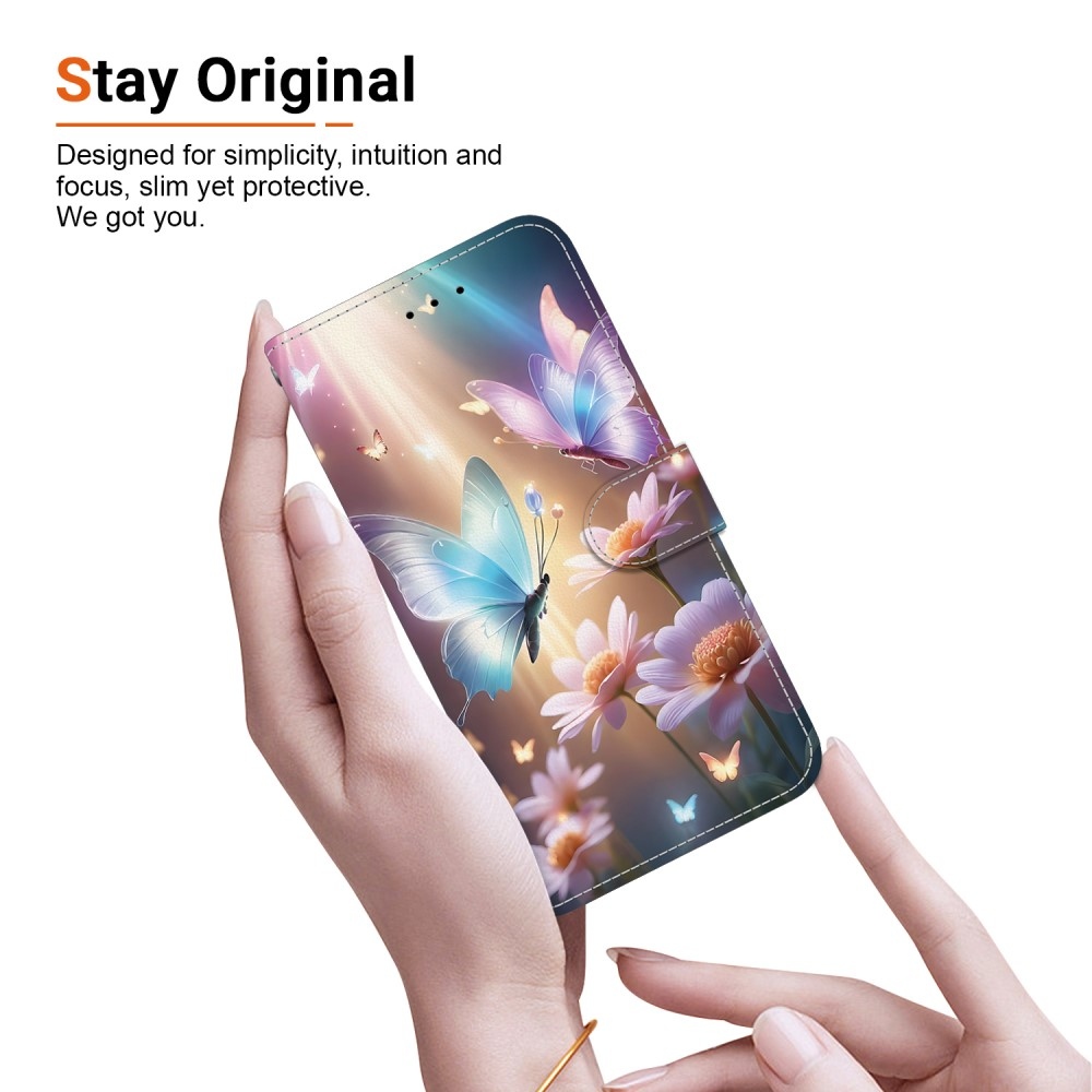 Versatile knížkové pouzdro na Samsung Galaxy A36 5G/A56 5G - motýli a kopretiny