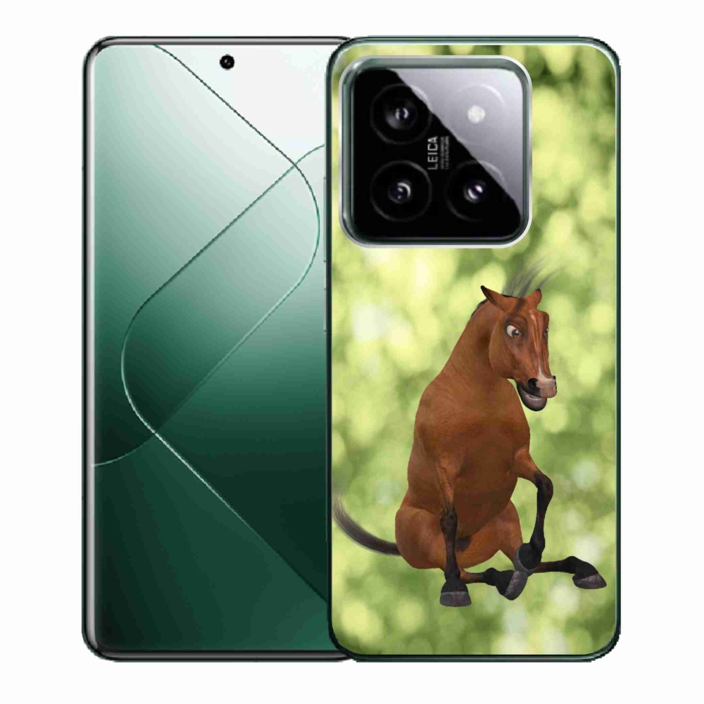 Gelový kryt mmCase na Xiaomi 14 - hnědý kreslený kůň 1