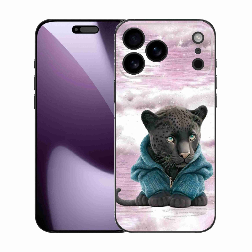 Gelový kryt mmCase na iPhone 17 Pro Max - černý panter ve svetru