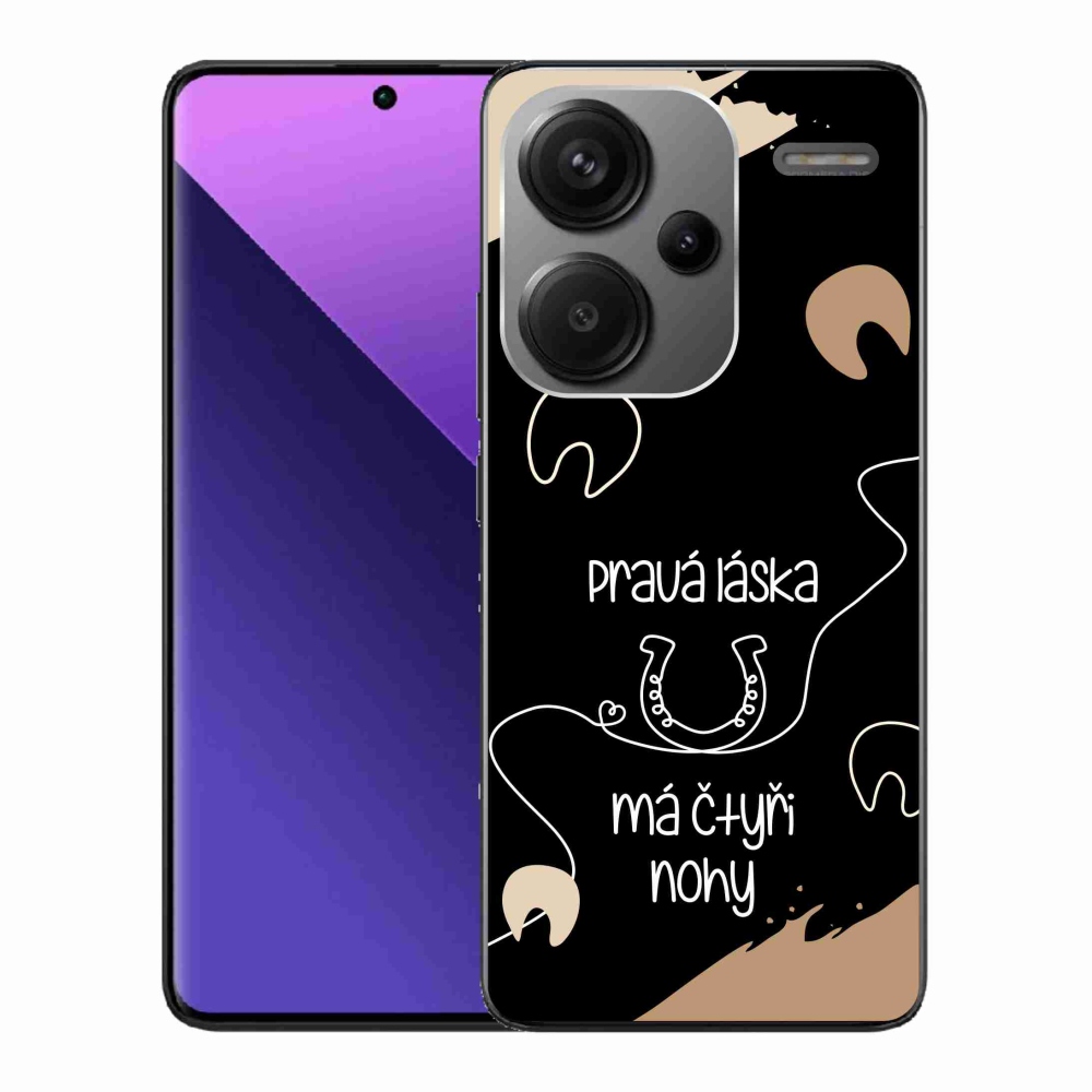 Gelový kryt mmCase na Xiaomi Redmi Note 13 Pro+ 5G - koňský motiv černé pozadí