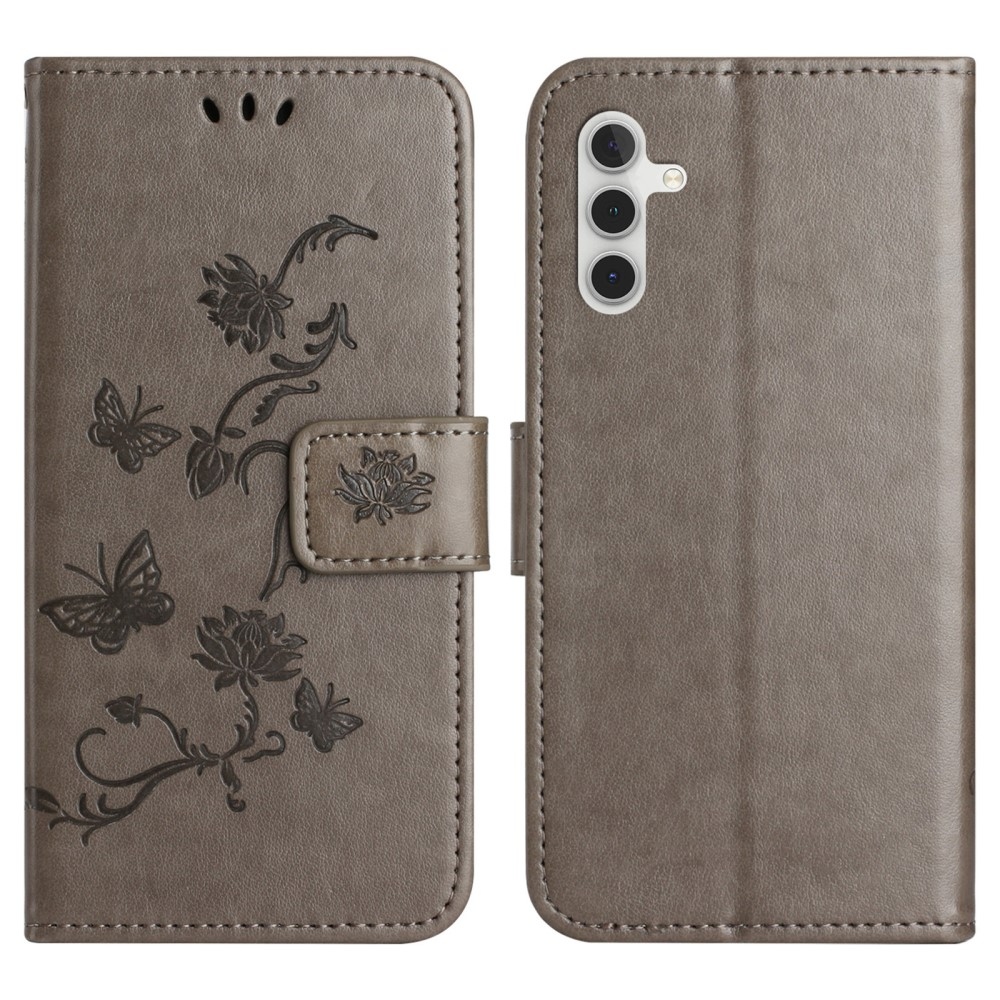 Flower knížkové pouzdro na Samsung Galaxy A56 5G - šedé