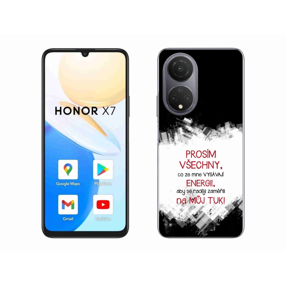 Gelový kryt mmCase na Honor X7 - vtipný text 1 červený
