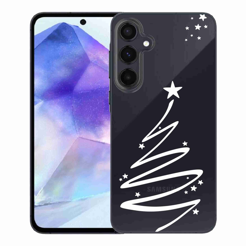 Gelový kryt mmCase na Samsung Galaxy A55 5G - bílý stromeček na průhledném pozadí
