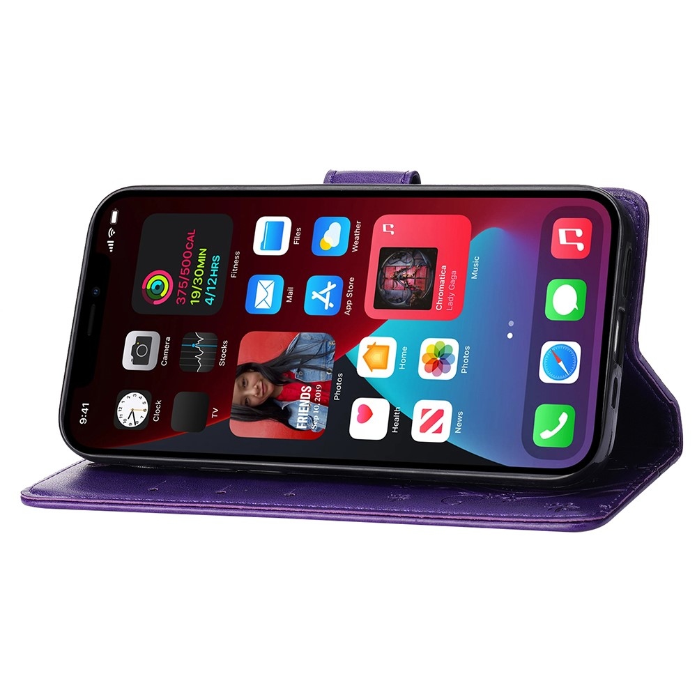 Flowers knížkové pouzdro na iPhone 15 Pro - tmavěfialové