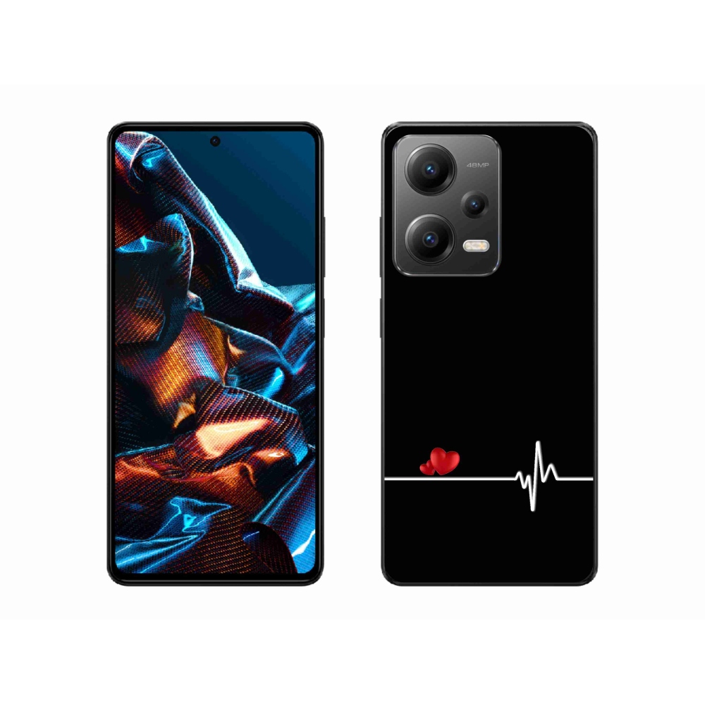 Gelový kryt mmCase na Xiaomi Redmi Note 12 Pro 5G - srdce a tep černé pozadí