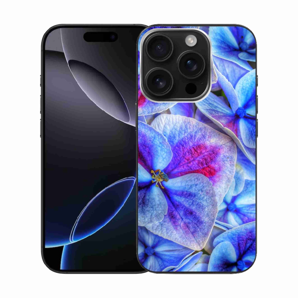 Gelový kryt mmCase na iPhone 16 Pro - modré květy 1