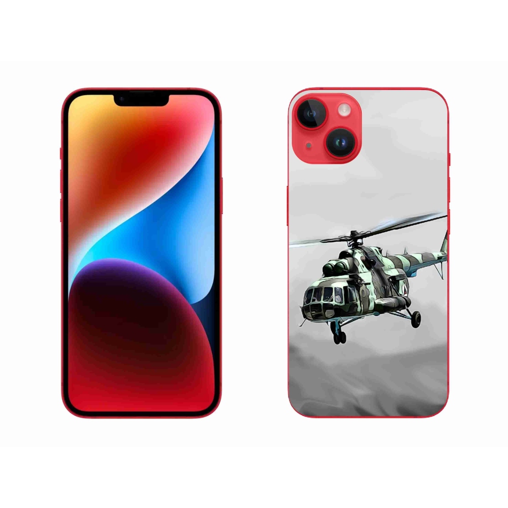 Gelový kryt mmCase na iPhone 14 Plus - vojenský vrtulník