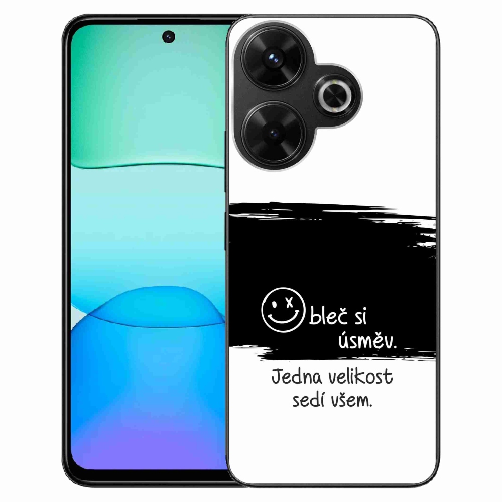 Gelový kryt mmCase na Xiaomi Redmi 13 4G/Poco M6 4G  - vtipný text 8 černobílé pozadí