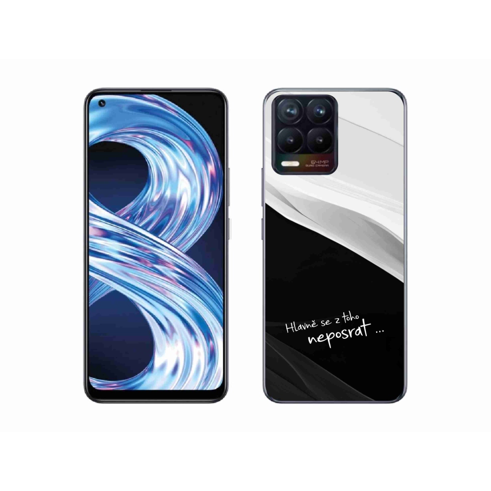 Gelový kryt mmCase na Realme 8 4G - vtipný text 13 černobílé pozadí