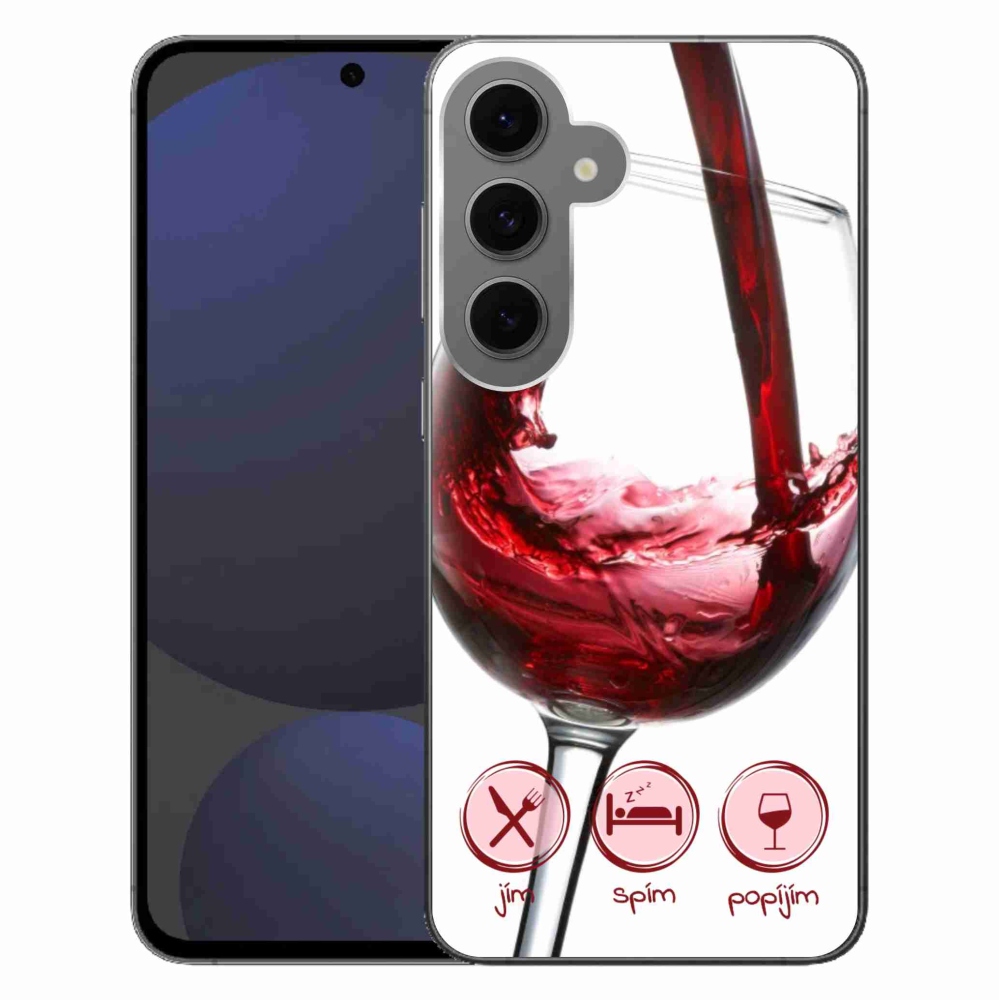 Gelový obal mmCase na Samsung Galaxy S24 FE - sklenička vína červené