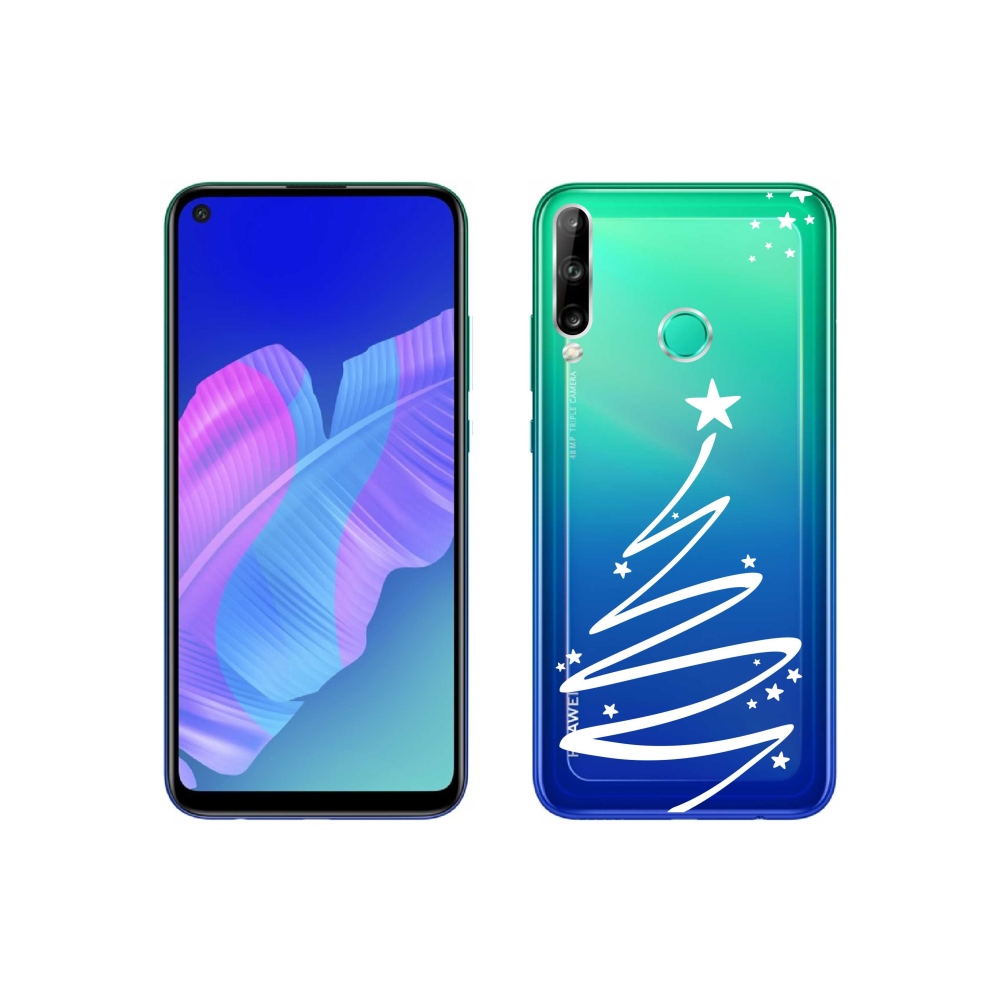 Gelový kryt mmCase na Huawei P40 Lite E - bílý stromeček na průhledném pozadí