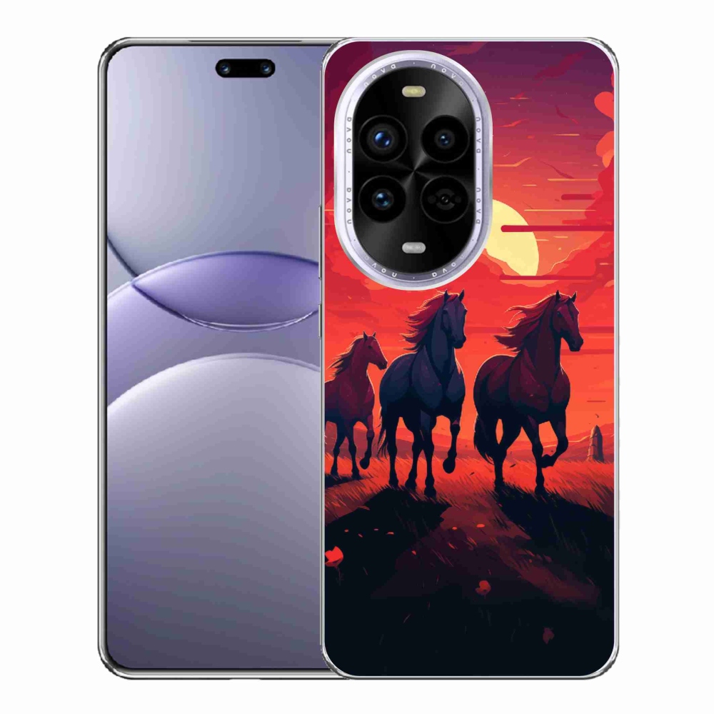 Gelový kryt mmCase na Huawei Nova 13 Pro 5G - koně a západ slunce
