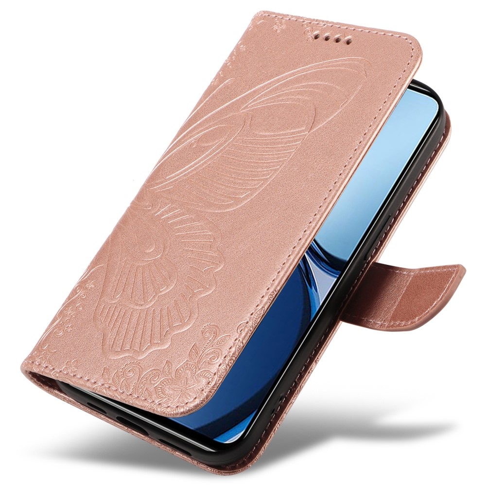 Floral Butterfly knížkové pouzdro na Realme C61/C63 - růžovozlaté