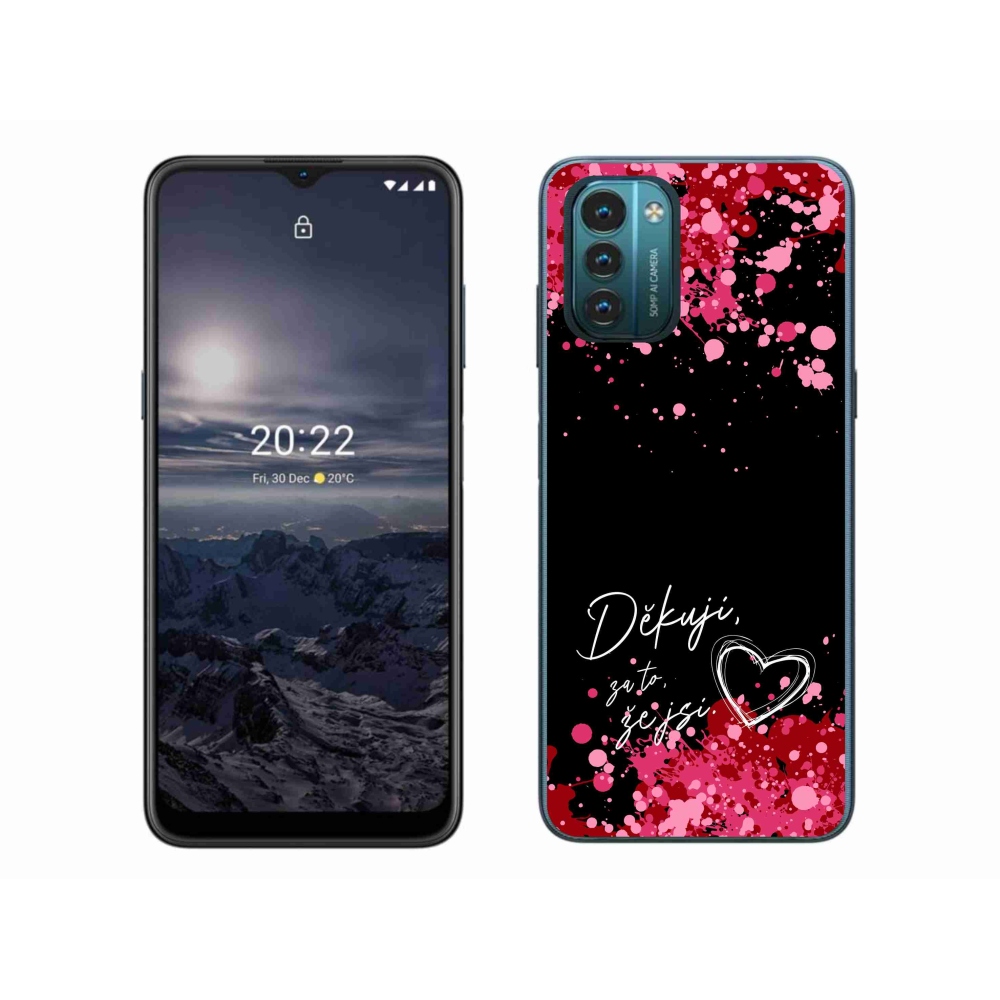 Gelový kryt mmCase na Nokia G11/G21 - zamilovaný text 2 černé pozadí