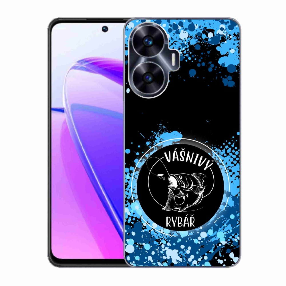 Gelový kryt mmCase na Realme C55 - vášnivý rybář černé pozadí