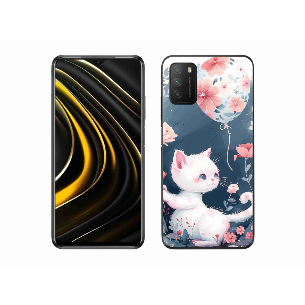 Gelový kryt mmCase na Xiaomi Poco M3 - kotě s balónkem