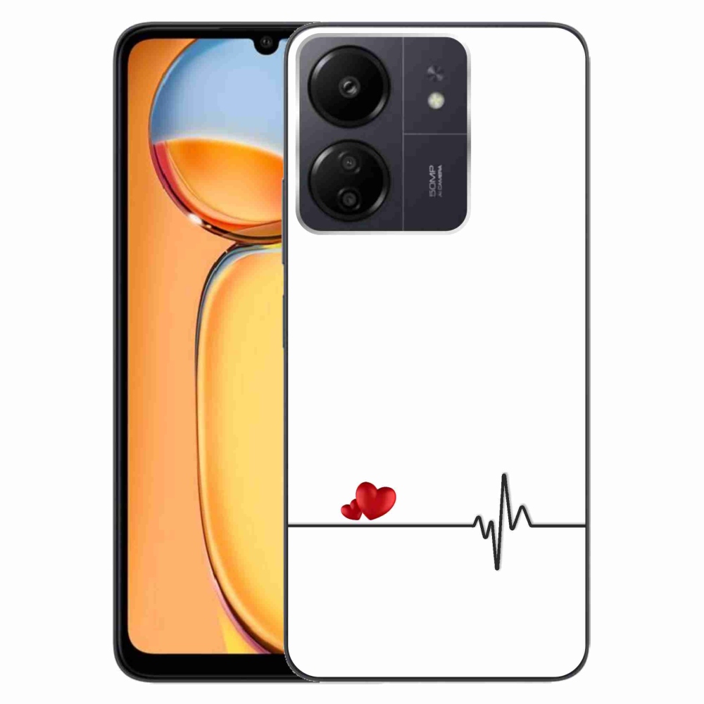 Gelový kryt mmCase na Xiaomi Poco C65/Redmi 13C - srdce a tep bílé pozadí