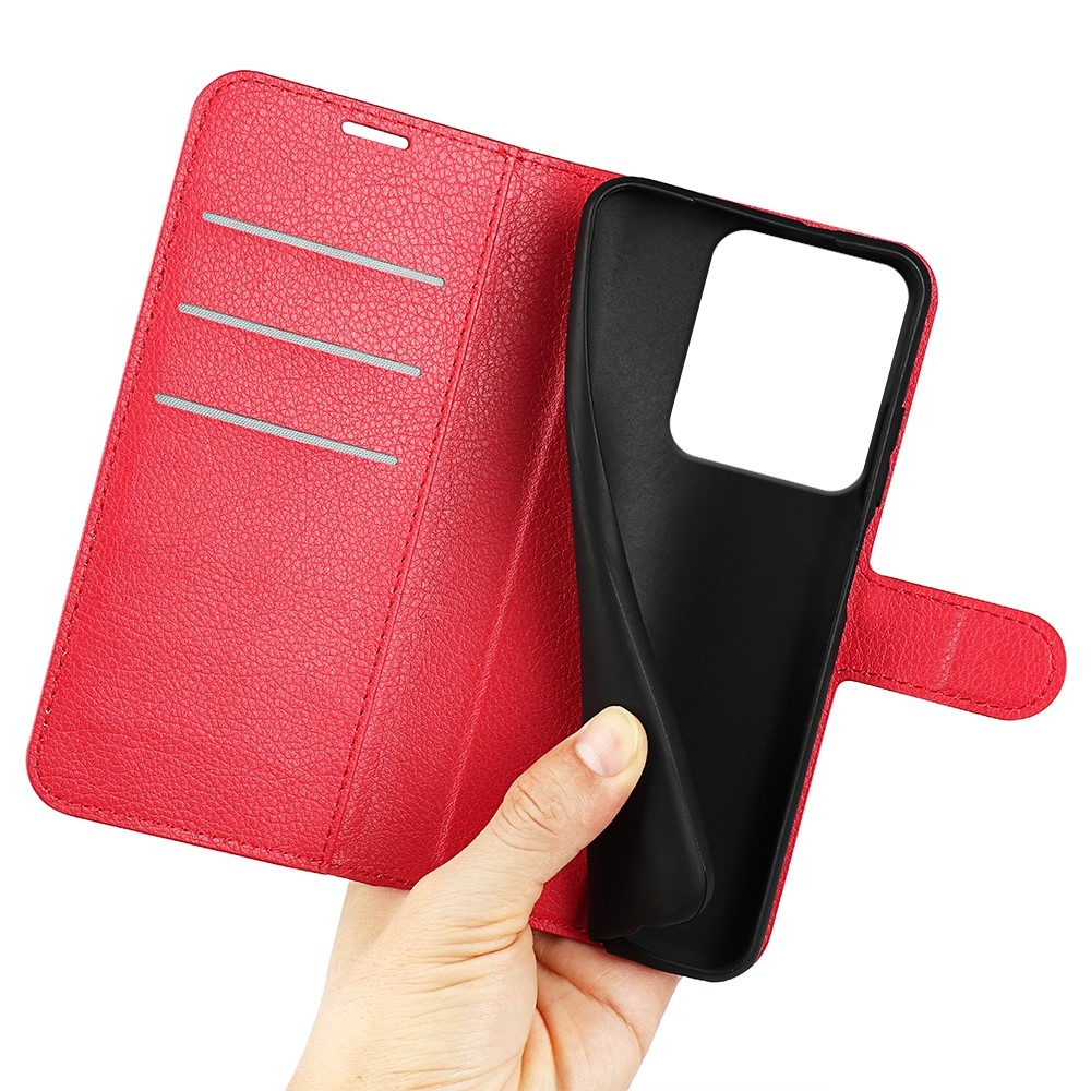 Litchi knížkové pouzdro na Xiaomi Redmi Note 14S - červené