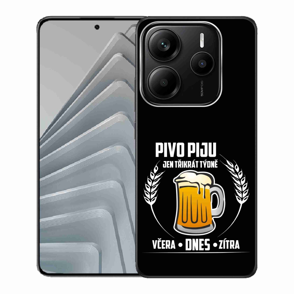 Gelový kryt mmCase na Xiaomi Redmi Note 14 5G - pivní motiv černé pozadí