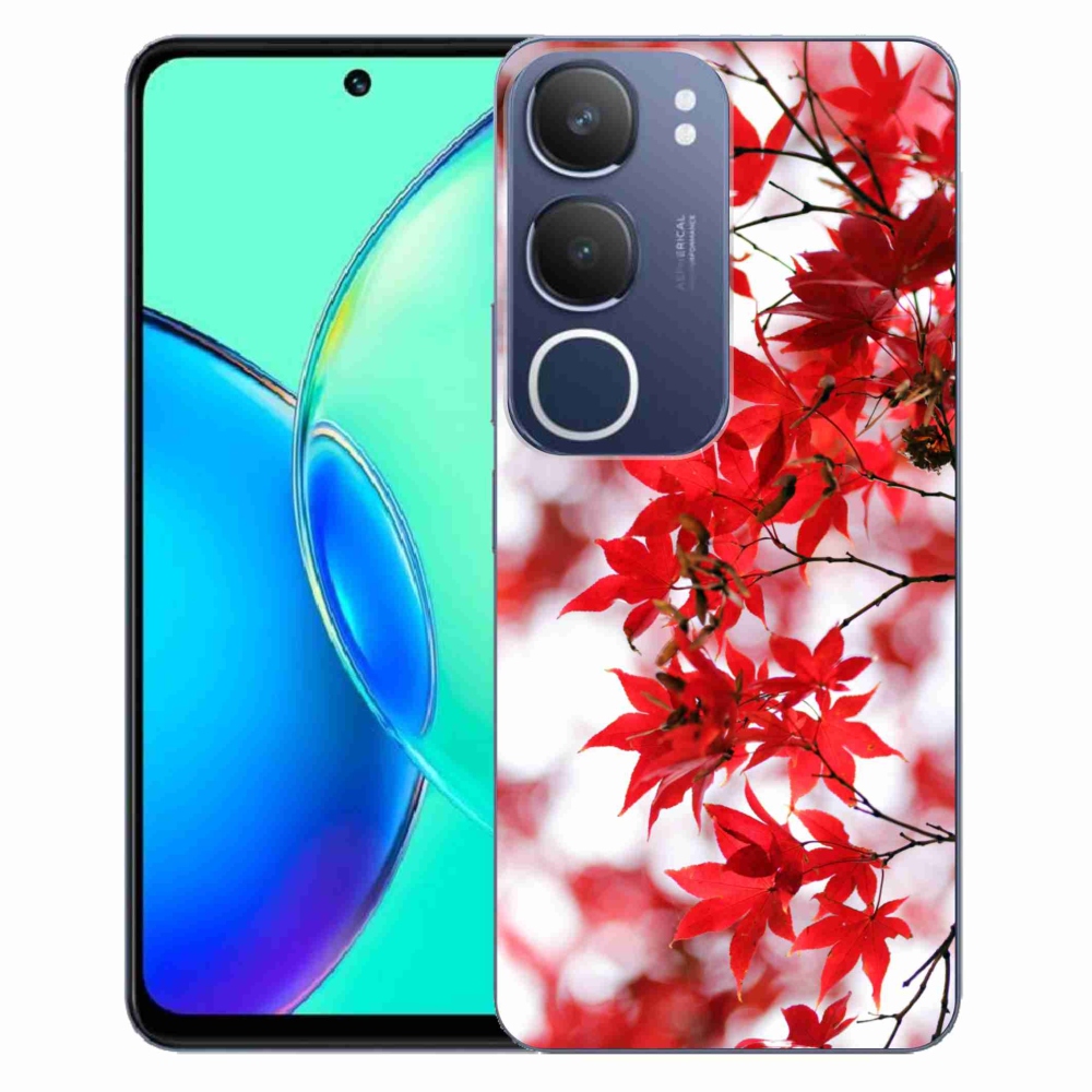 Gelový kryt mmCase na Vivo Y19s - červené listy