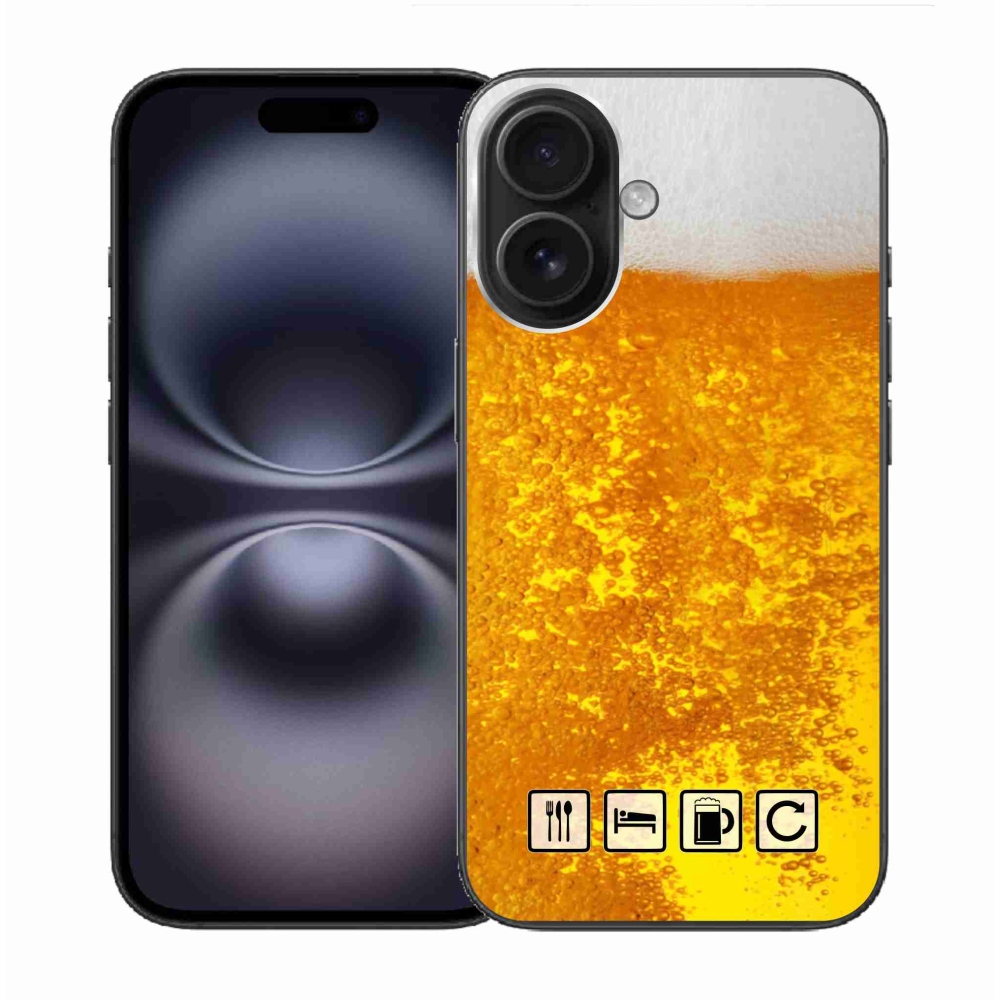 Gelový kryt mmCase na iPhone 16 - pivní motiv 3