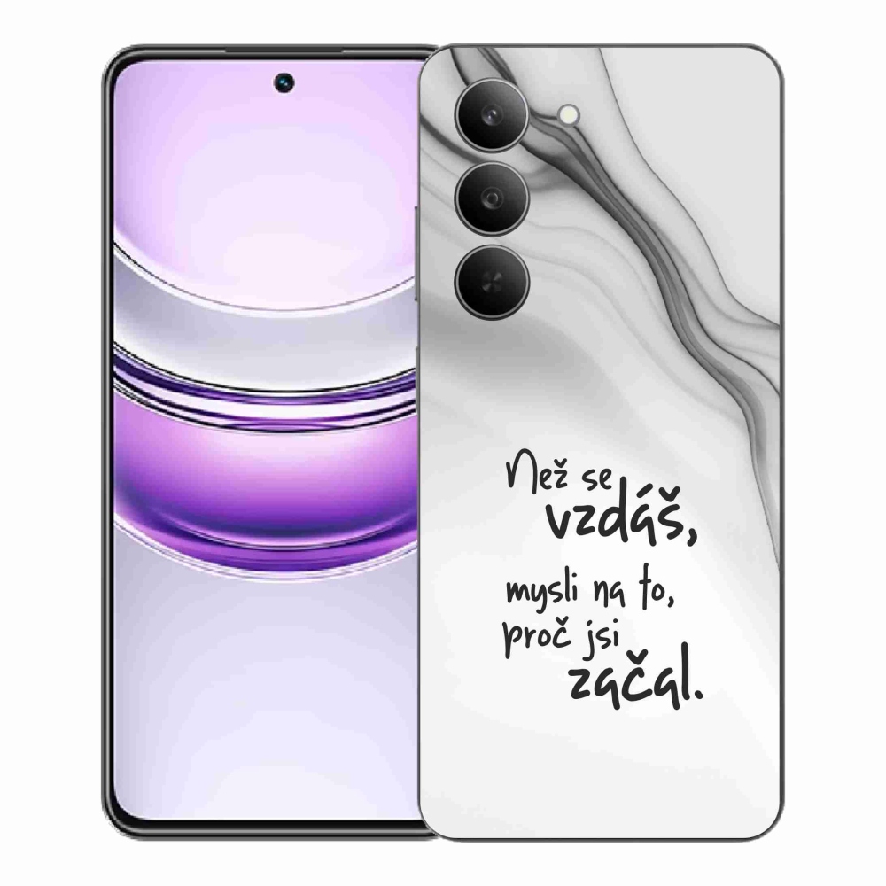Gelový kryt mmCase na Realme 14x 5G - citát 2 bílé pozadí
