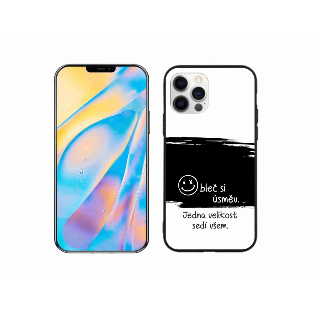 Gelový kryt mmCase na iPhone 12 Pro - vtipný text 8 černobílé pozadí