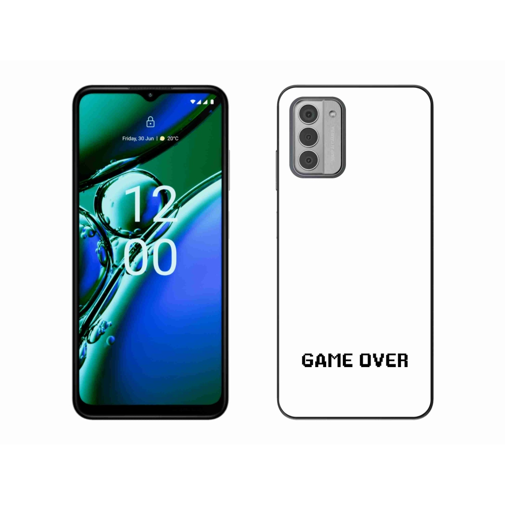 Gelový kryt mmCase na Nokia G42 - game over bílé pozadí
