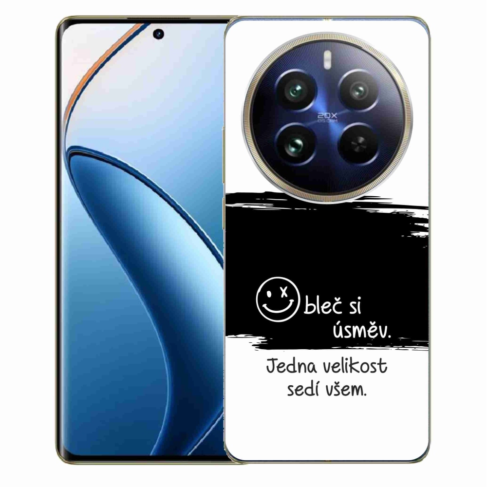 Gelový kryt mmCase na Realme 12 Pro 5G/12 Pro+ 5G - vtipný text 8 černobílé pozadí