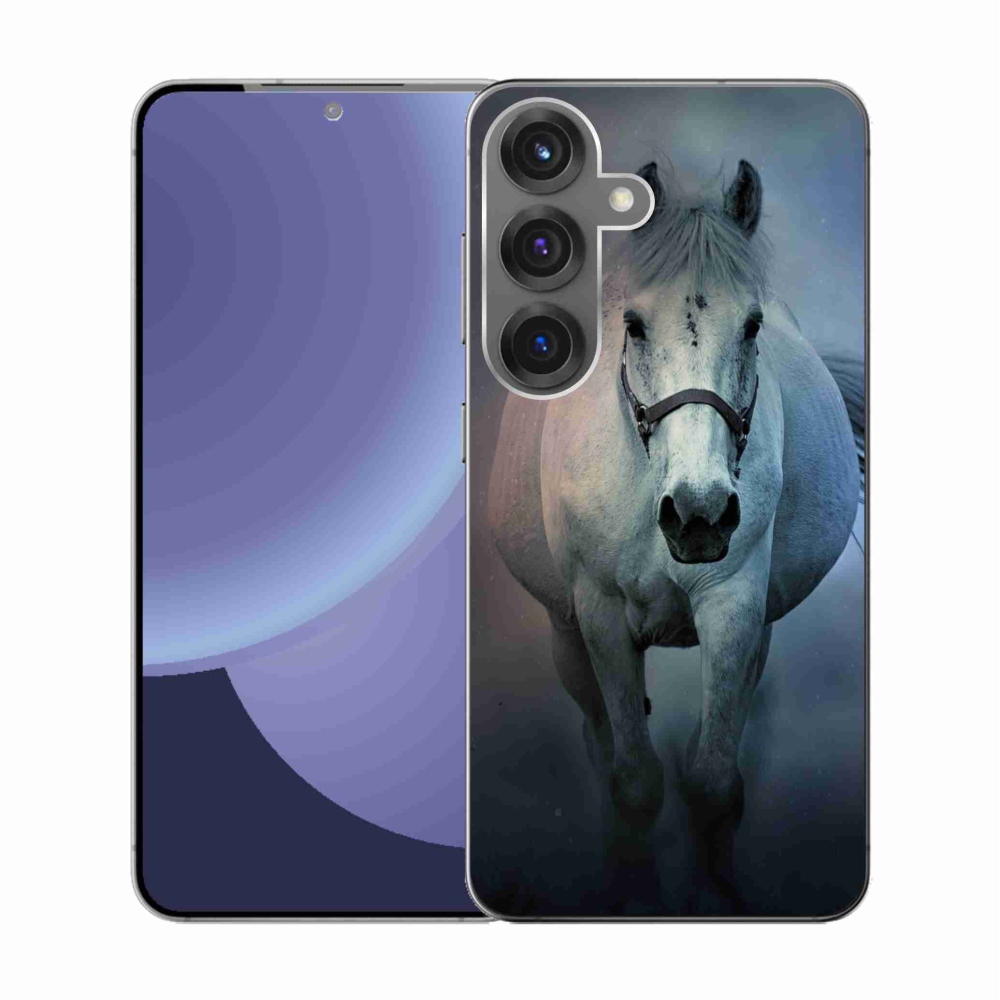 Gelový kryt mmCase na Samsung Galaxy S25 - běžící bílý kůň