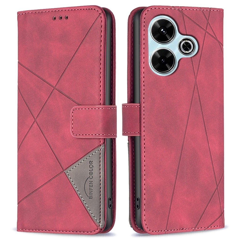 BINFEN knížkové pouzdro na Xiaomi Redmi 13 4G/Poco M6 4G - červené