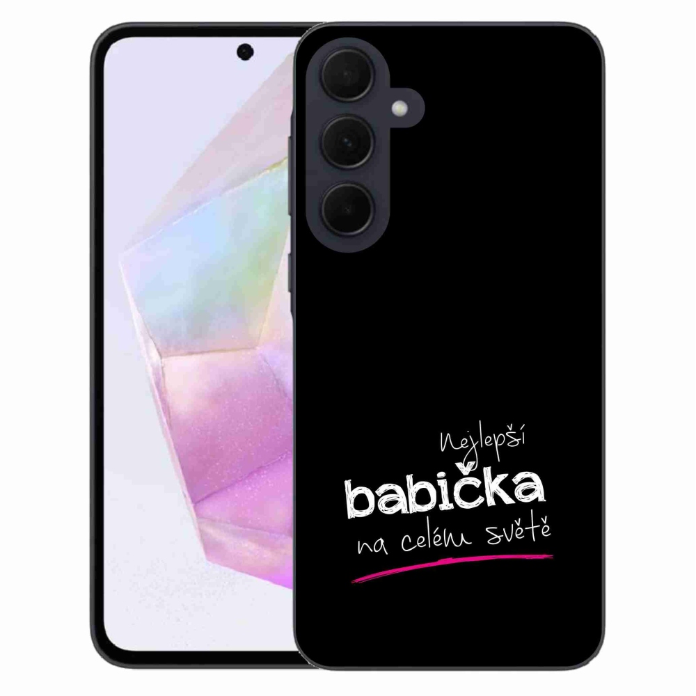 Gelový kryt mmCase na Samsung Galaxy A35 5G - nejlepší babička 4 černé pozadí