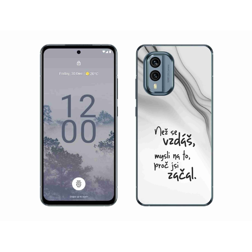 Gelový kryt mmCase na Nokia X30 5G - citát 2 bílé pozadí