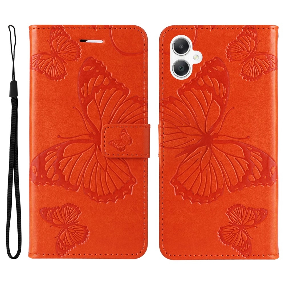 Big Butterfly knížkové pouzdro na Samsung Galaxy A06 4G - oranžové