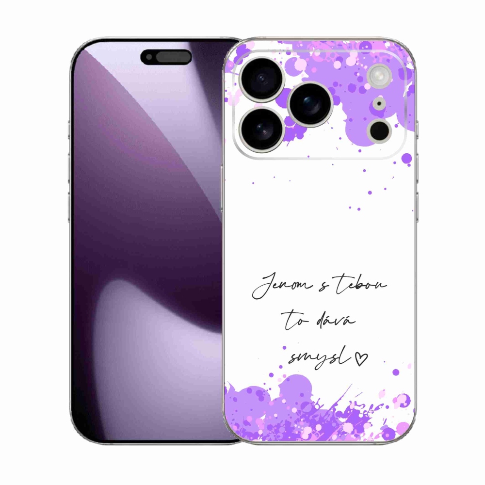 Gelový kryt mmCase na iPhone 17 Pro - zamilovaný text bílé pozadí