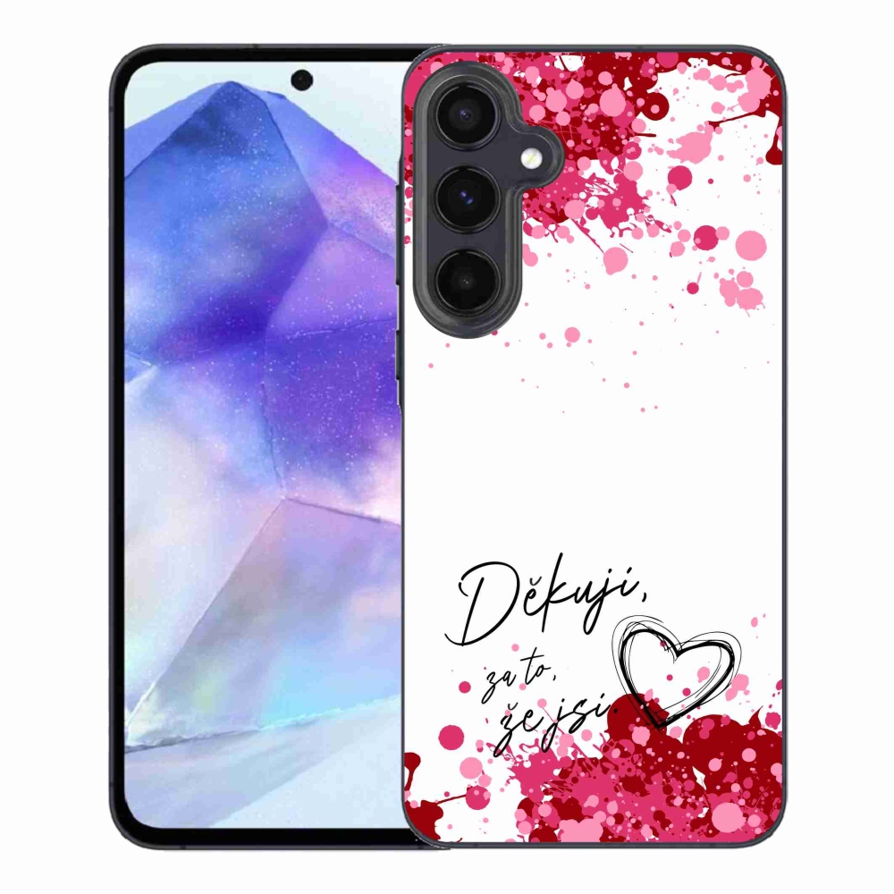 Gelový kryt mmCase na Samsung Galaxy A55 5G - zamilovaný text 2 bílé pozadí
