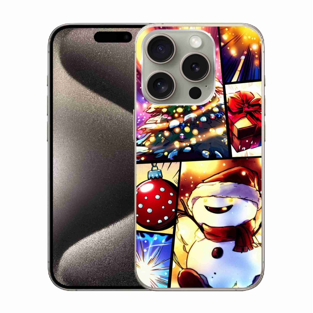 Gelový kryt mmCase na iPhone 15 Pro - vánoční motivy 1