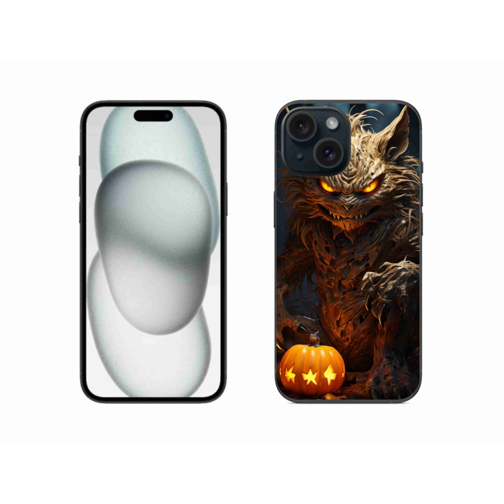Gelový kryt mmCase na iPhone 15 - halloweenská příšera