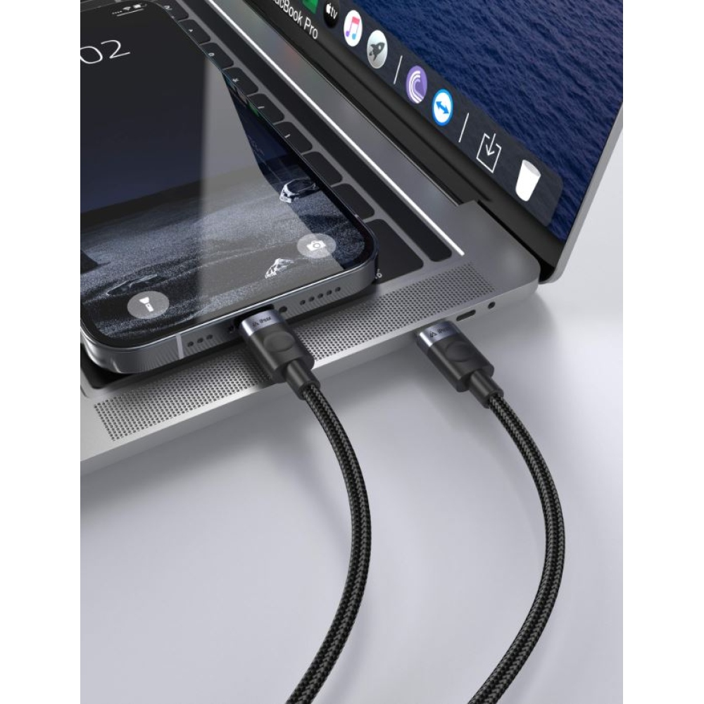 iPEAX Textilní kabel USB-C / lightning 1,5 m, USB 2.0 - černý