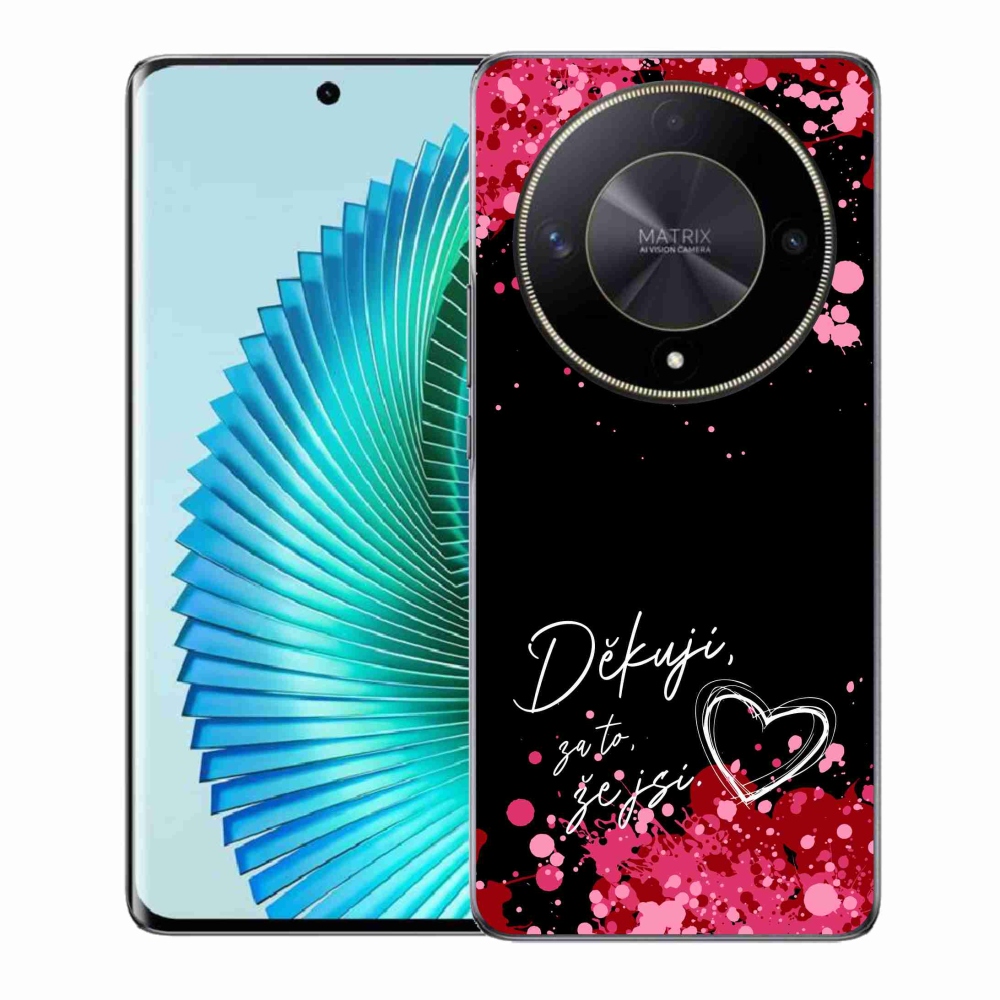 Gelový kryt mmCase na Honor Magic 6 Lite 5G - zamilovaný text 2 černé pozadí