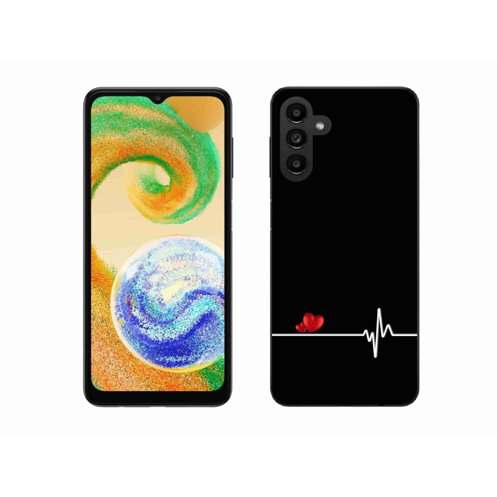 Gelový kryt mmCase na Samsung Galaxy A04s (164.7x76.7x9.1mm) - srdce a tep černé pozadí