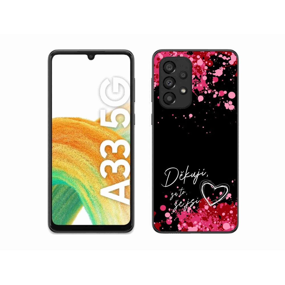 Gelový kryt mmCase na Samsung Galaxy A33 5G - zamilovaný text 2 černé pozadí