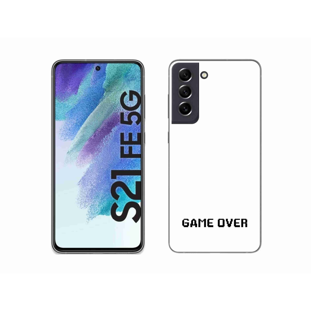 Gelový kryt mmCase na Samsung Galaxy S21 FE 5G - game over bílé pozadí