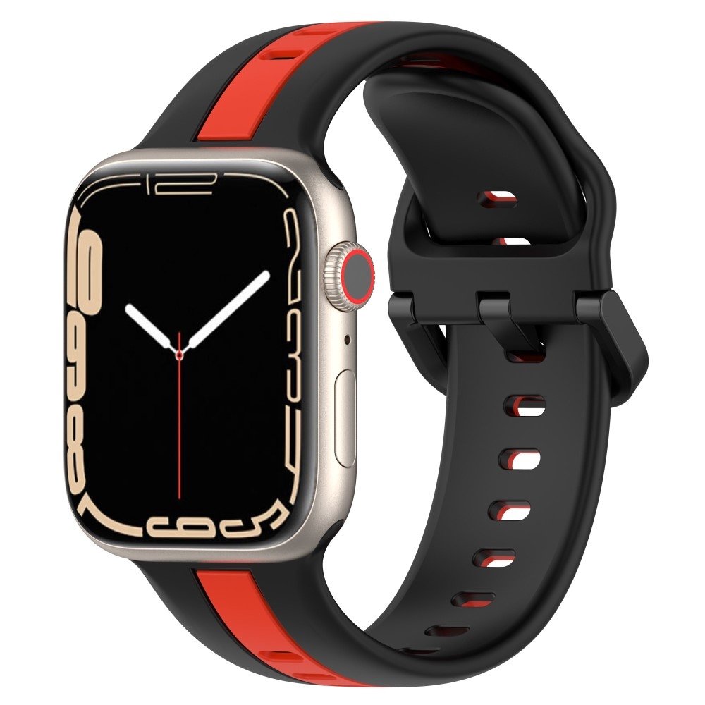 Strap silikonový řemínek na Apple Watch Ultra/Ultra 2 49mm/SE/SE 2022/2023 44mm/9/8/7 45mm/6/5/4 44mm/3/2/1 42 mm - černý/červený