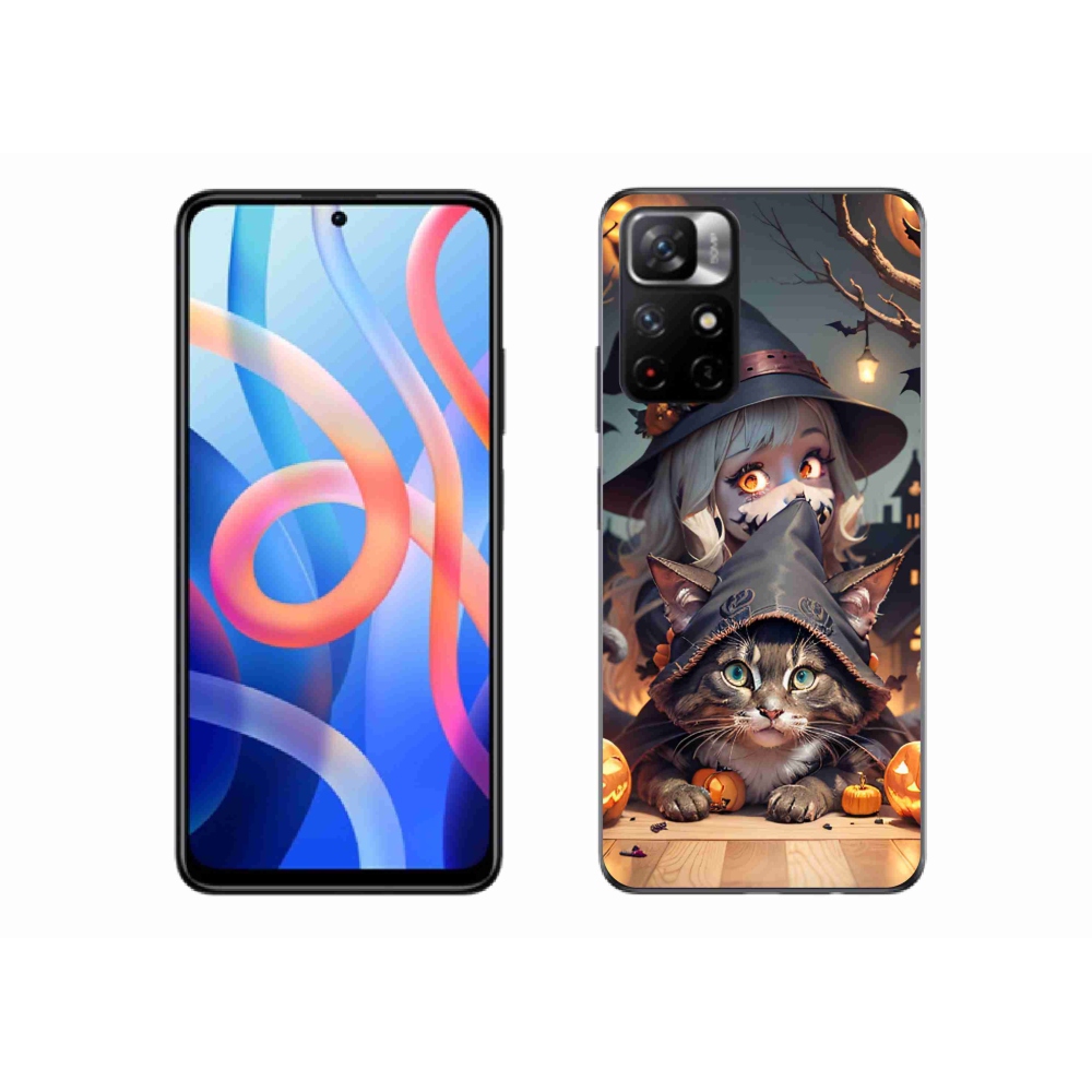 Gelový kryt mmCase na Xiaomi Redmi Note 11S 5G - čarodějnice s kočkou