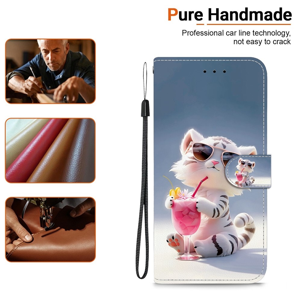 Versatile knížkové pouzdro na Xiaomi Redmi 15 4G (171mm) - bílý tygřík